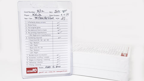 Gem10®️ Card Grading & Scoring Cards – 100-Pack for Semi-Rigid Holders
